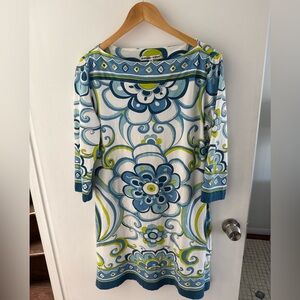 Barbara Gerwit Floral-Print Blue & White Women’s Dress Size XL